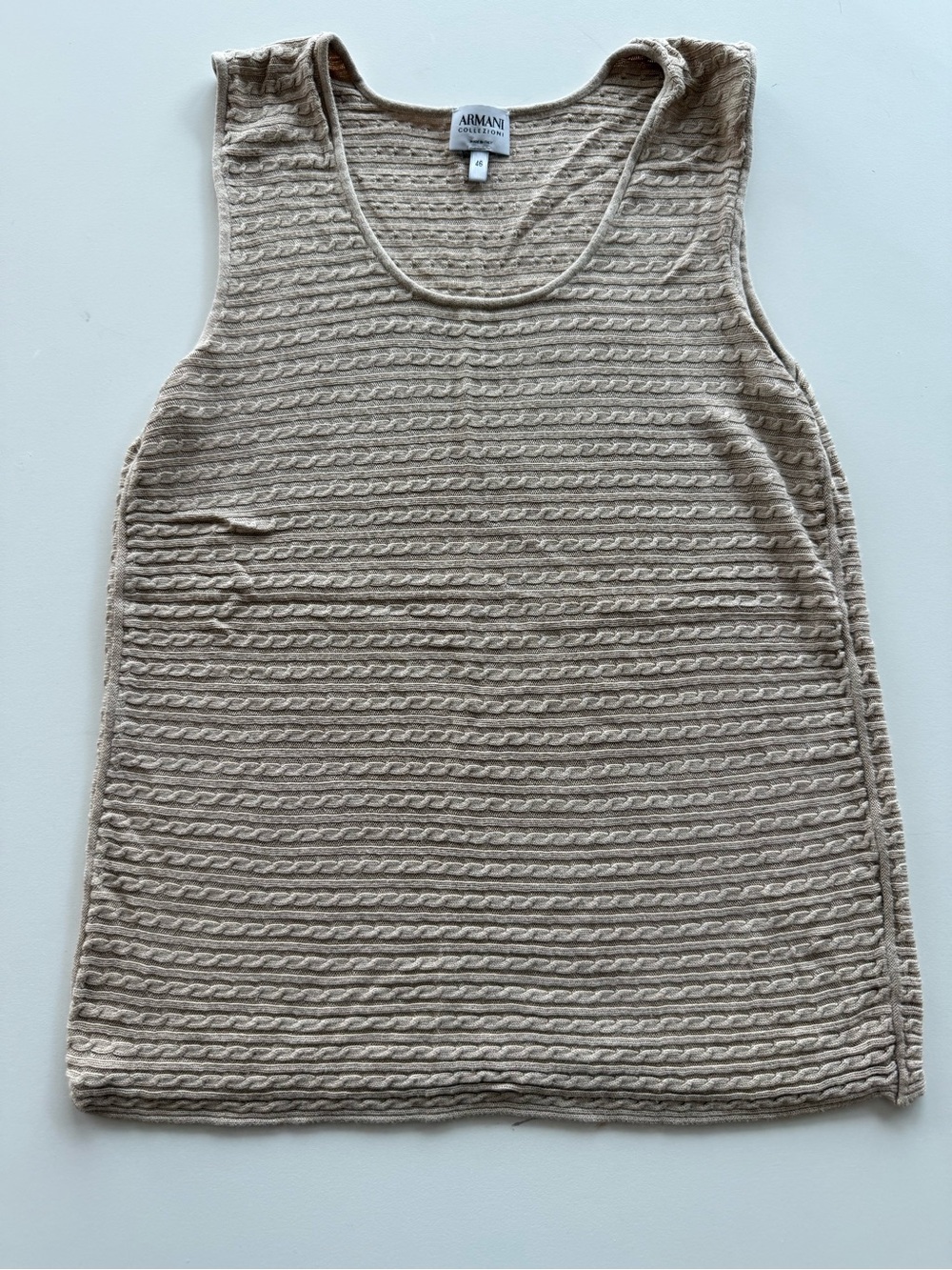 Vintage Armani Collezioni Cream Textured Knit Tank